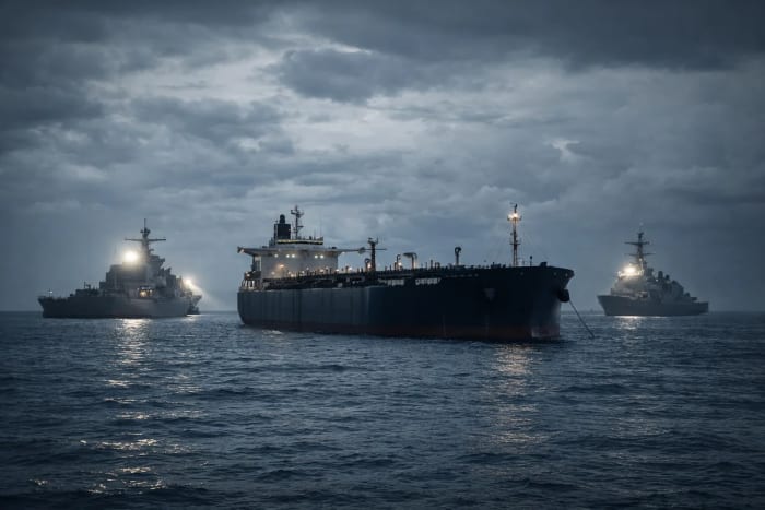 Petrolero detenido en el mar Caribe escoltado por buques militares estadounidenses