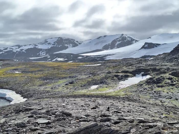 Nunatak conocido como Manhaul Rock emergiendo en el glaciar de Signy