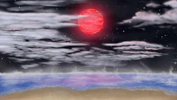 Representación artística de la superficie de la supertierra GJ 3378b en la zona habitable de su estrella