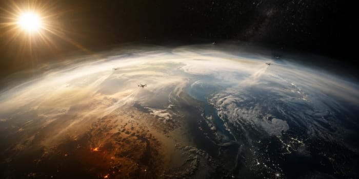 Tierra cubierta por aerosoles para bloquear el Sol