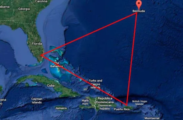 imagen que muestra los límites del triángulo de las bermudas