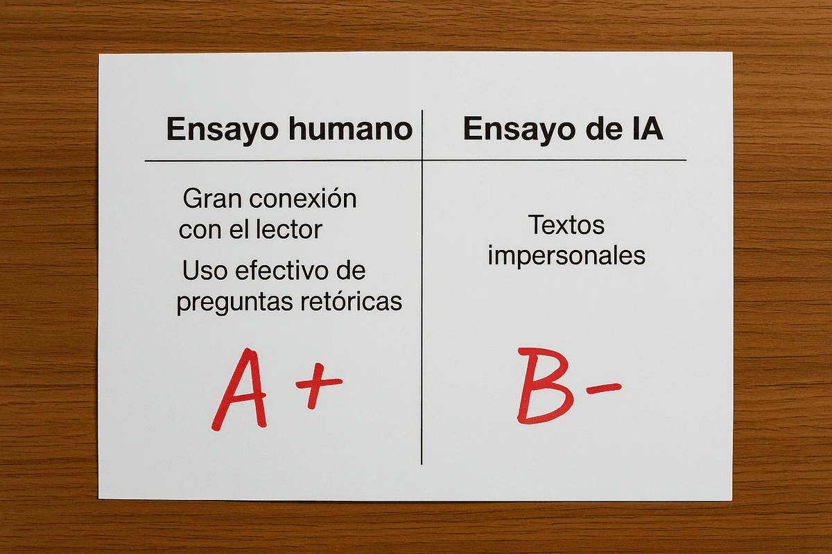 Calificación comparativa entre ensayo humano y generado por IA
