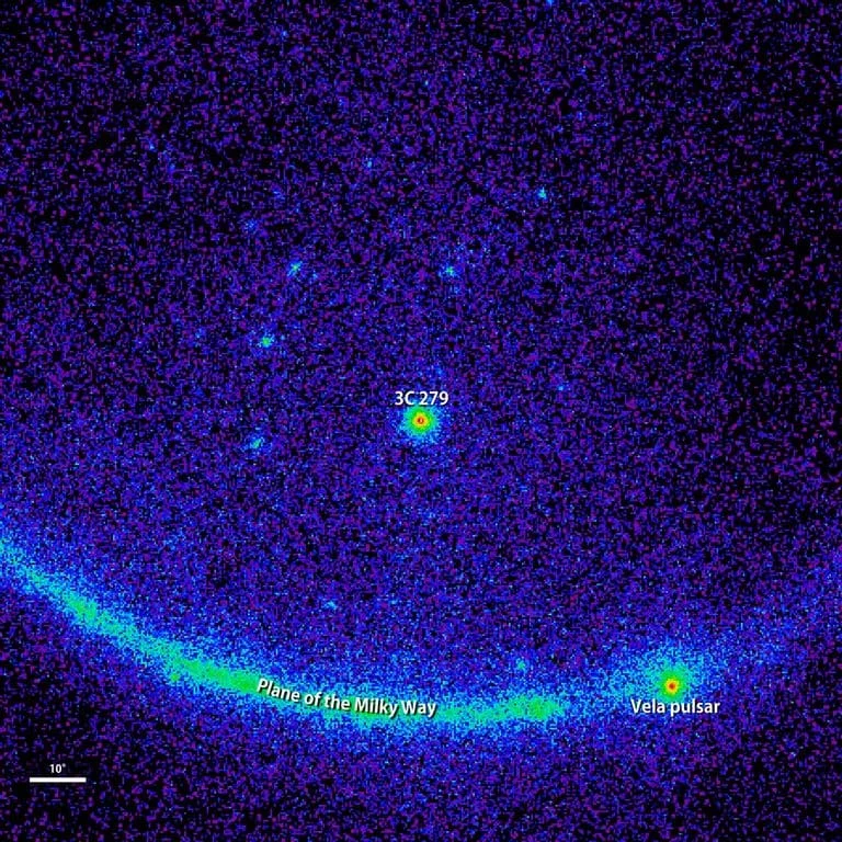 Imagen de rayos gamma del blazar 3C 279 durante una llamarada en 2015