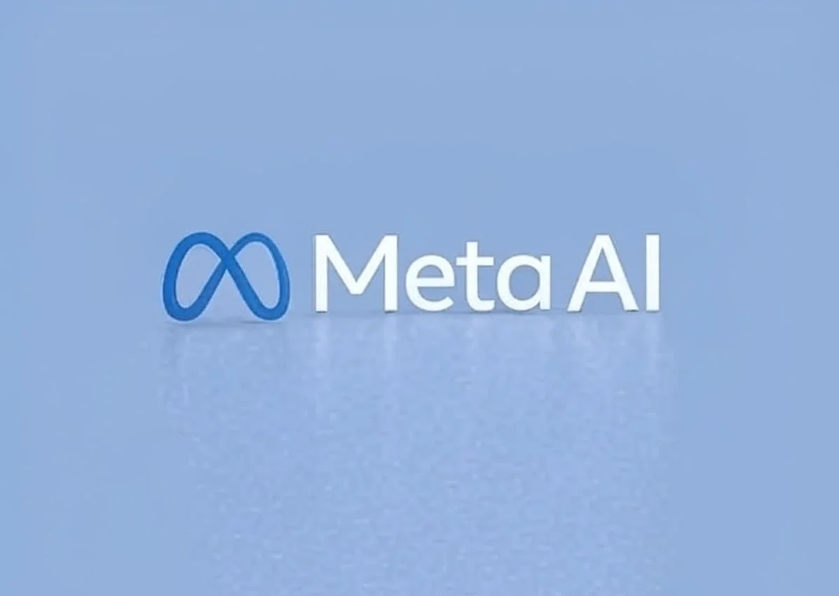Logo de Meta AI sobre fondo azul