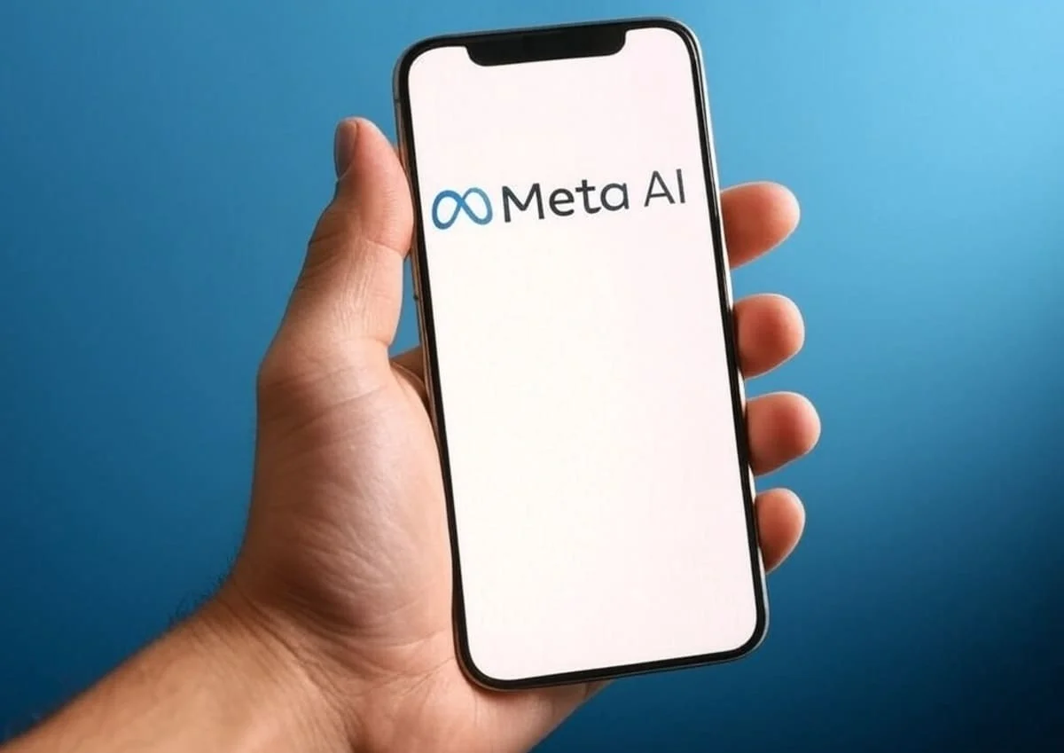 Logo de Meta AI mostrado en la pantalla de un smartphone