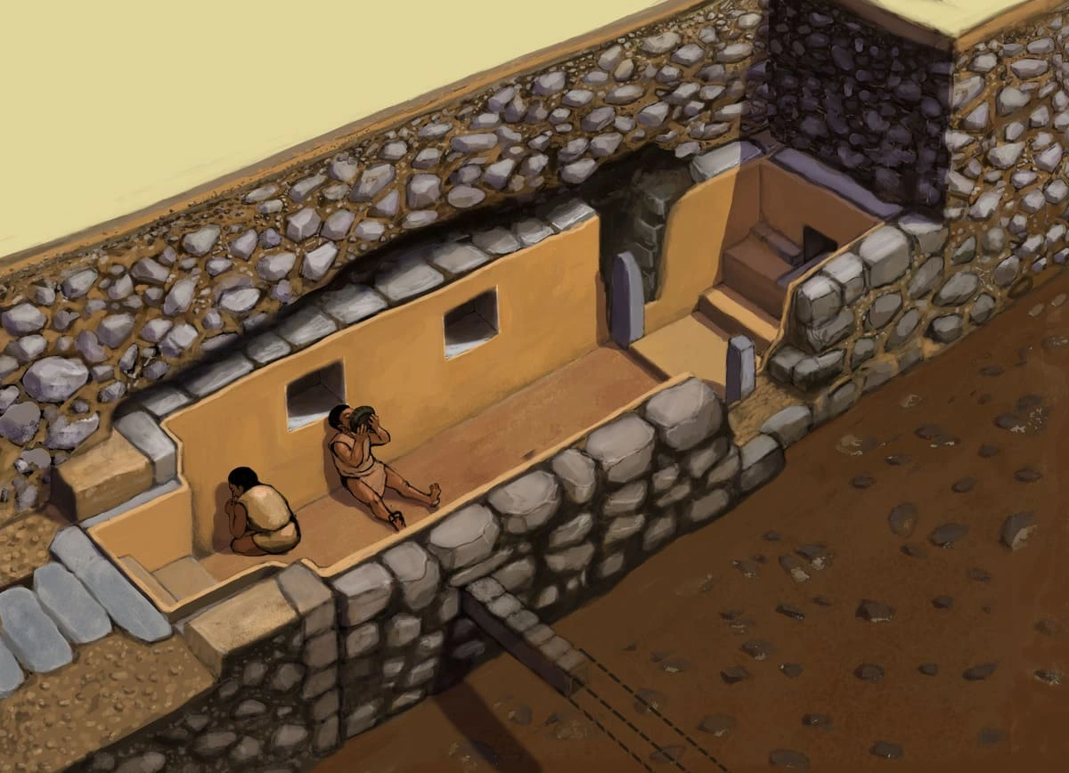 Representación artística de cámara ritual de élite en Chavín de Huántar