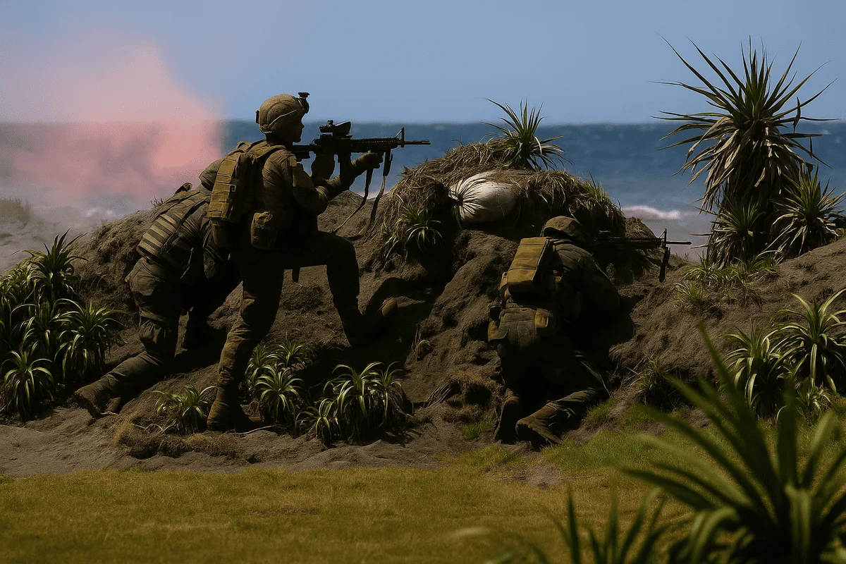 Soldados en posición durante ejercicio Balikatan