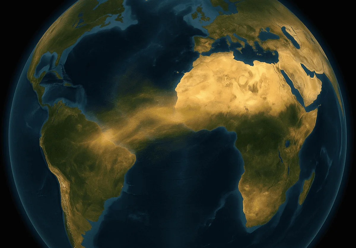 Visualización global del polvo del Sahara llegando al Amazonas