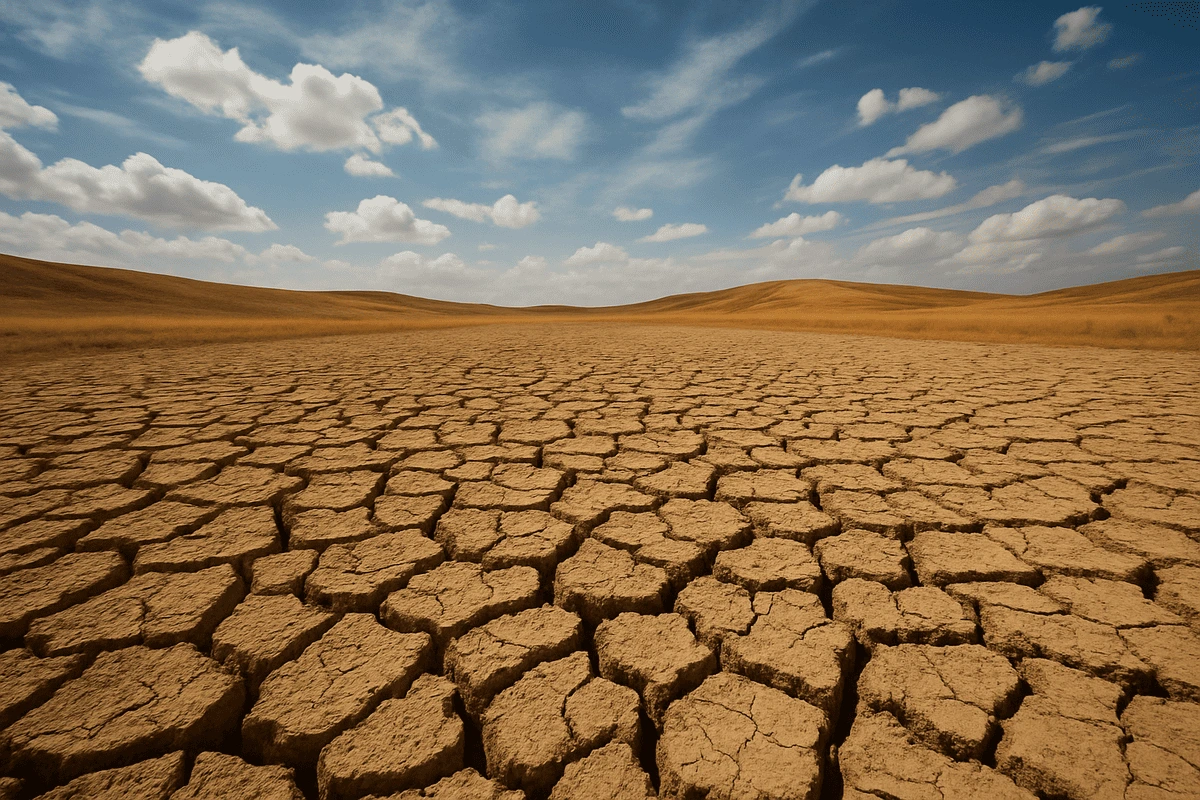 Terreno agrietado bajo un cielo despejado en una región árida del sur de España