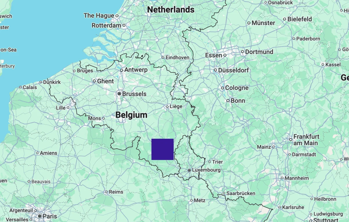 Comparación de superficie marina explorada frente a Bélgica