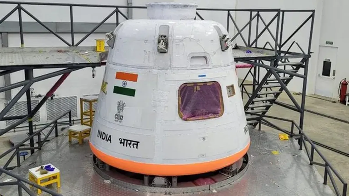 La cápsula espacial tripulada Gaganyaan desarrollada por ISRO, India