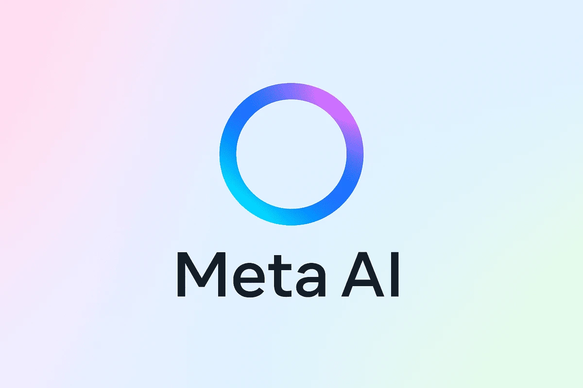 Logotipo circular de Meta AI con fondo degradado en tonos claros