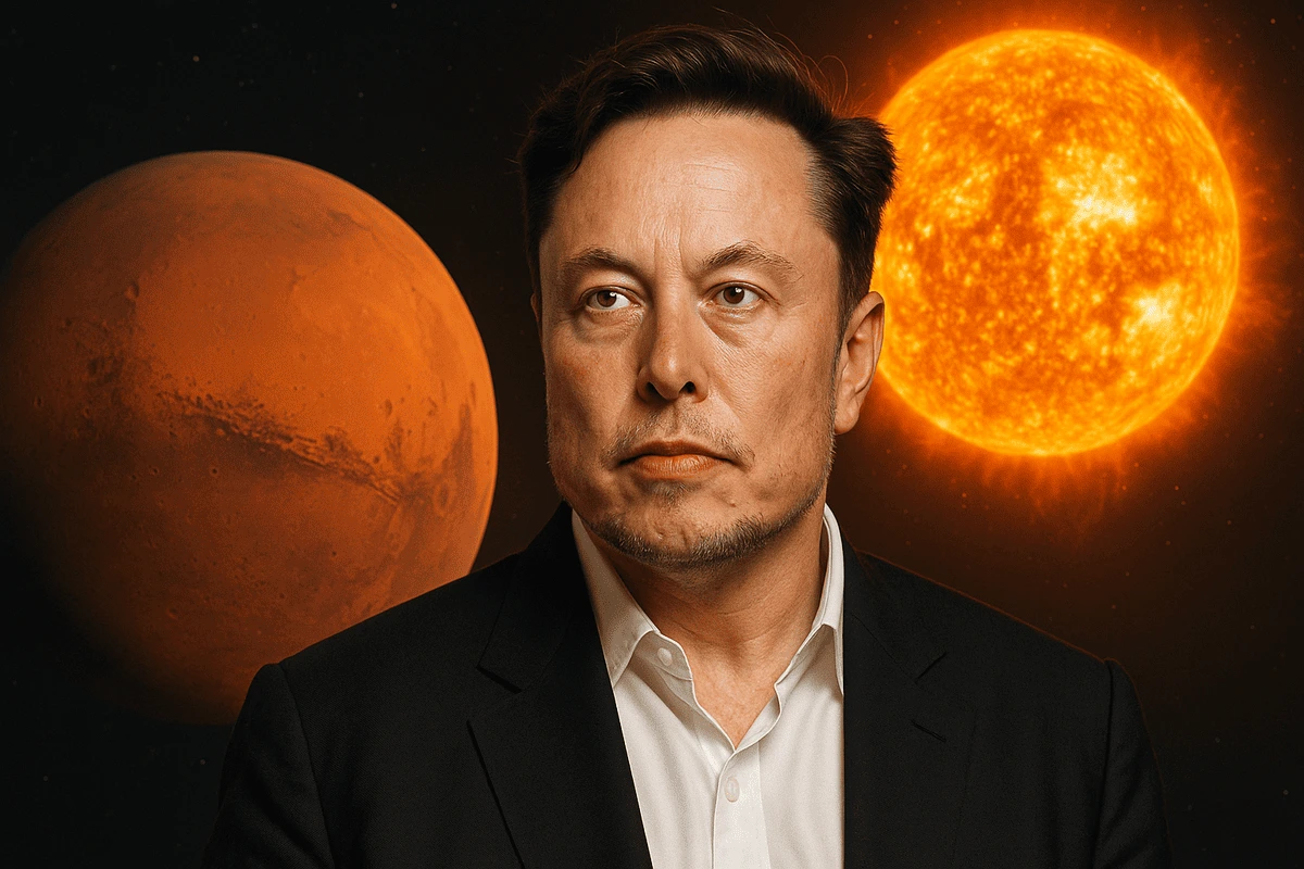 Elon Musk durante una conferencia sobre colonización de Marte