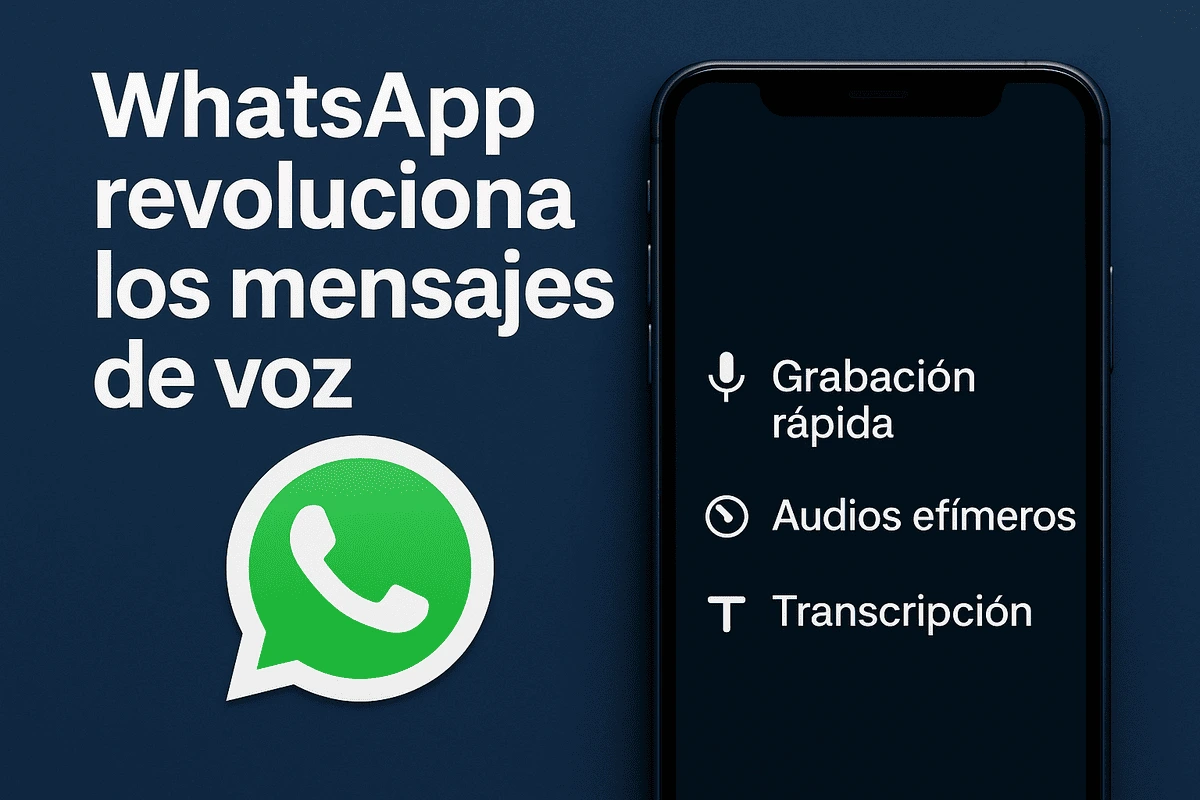 Interfaz de grabación de voz rediseñada en WhatsApp en un smartphone moderno