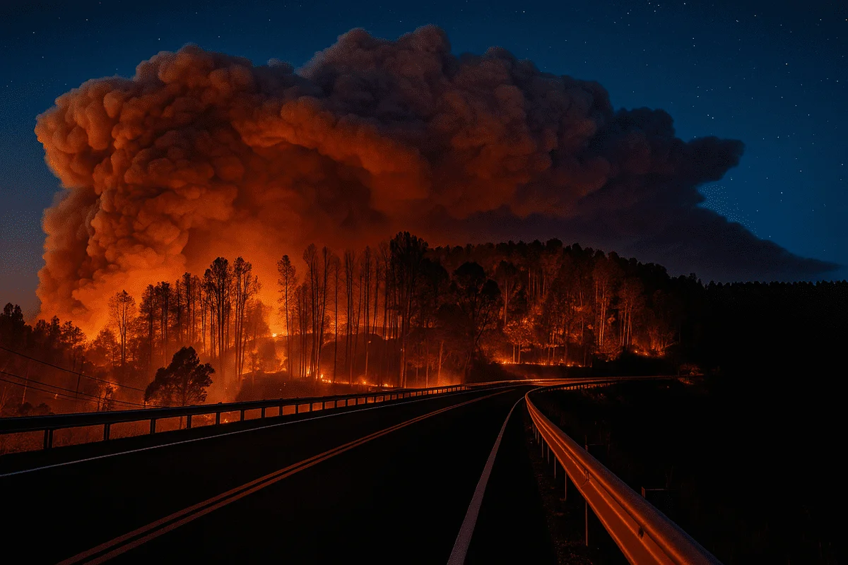 Incendio forestal con llamas