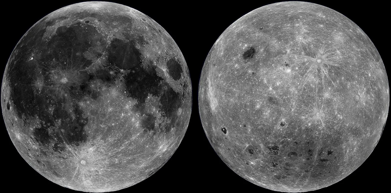 Vistas de la cara cercana y lejana de la Luna