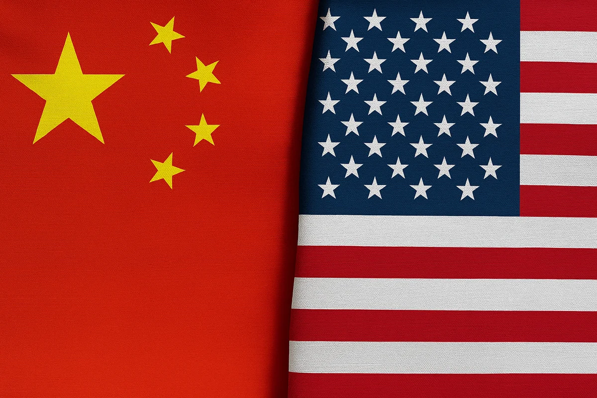Banderas de China y Estados Unidos