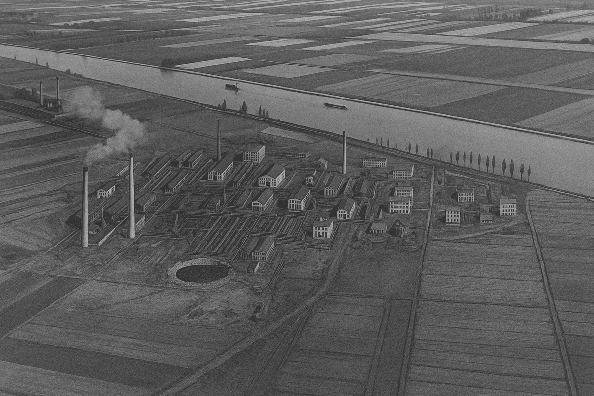 Vista aérea histórica de la planta química de Oppau