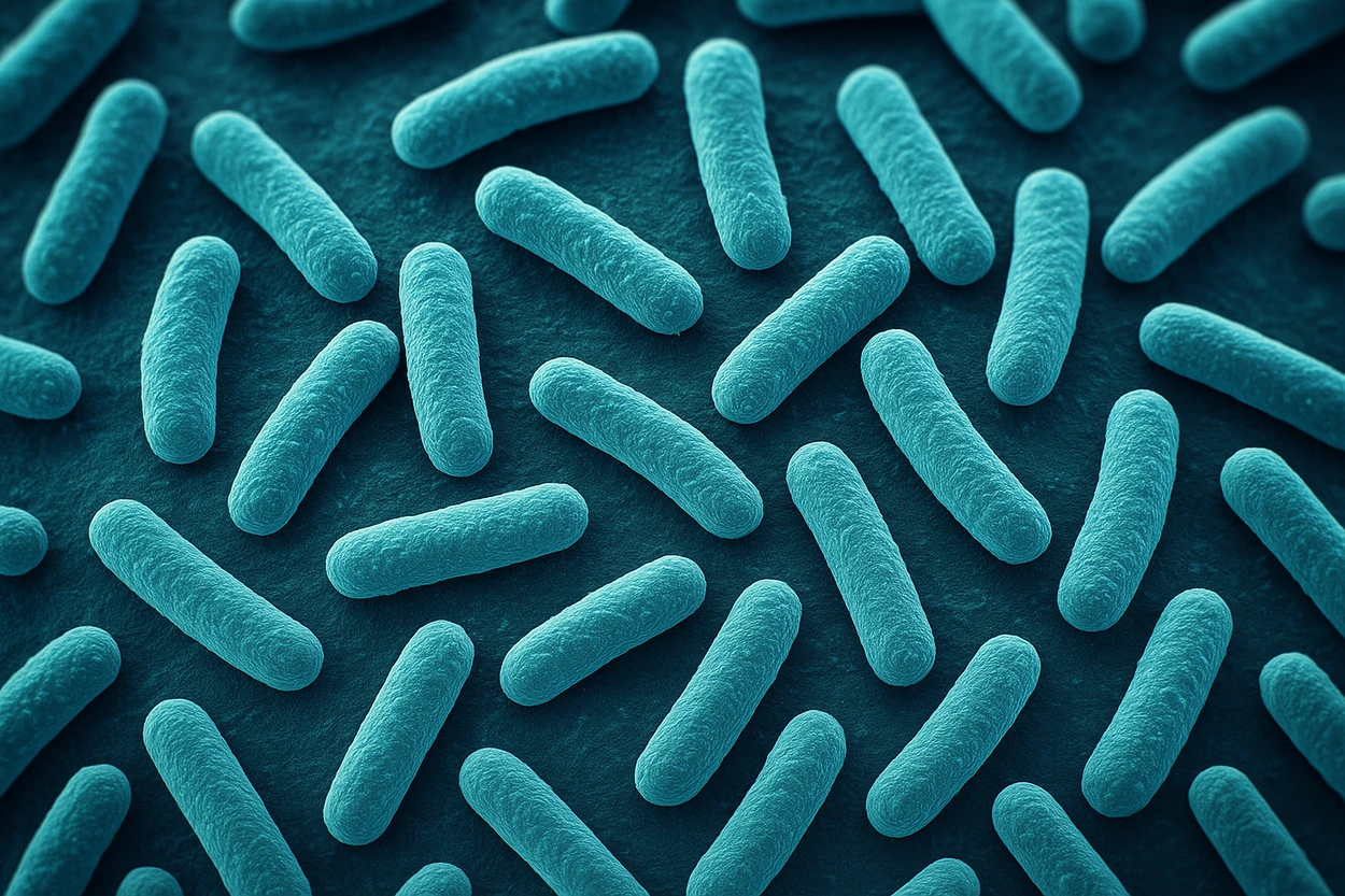 Micrografía que muestra una agrupación de bacterias observadas al microscopio