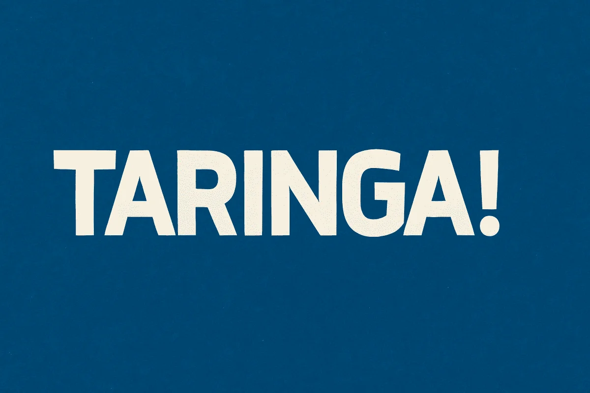 Nombre Taringa! sobre fondo azul, en alusión a la red social argentina