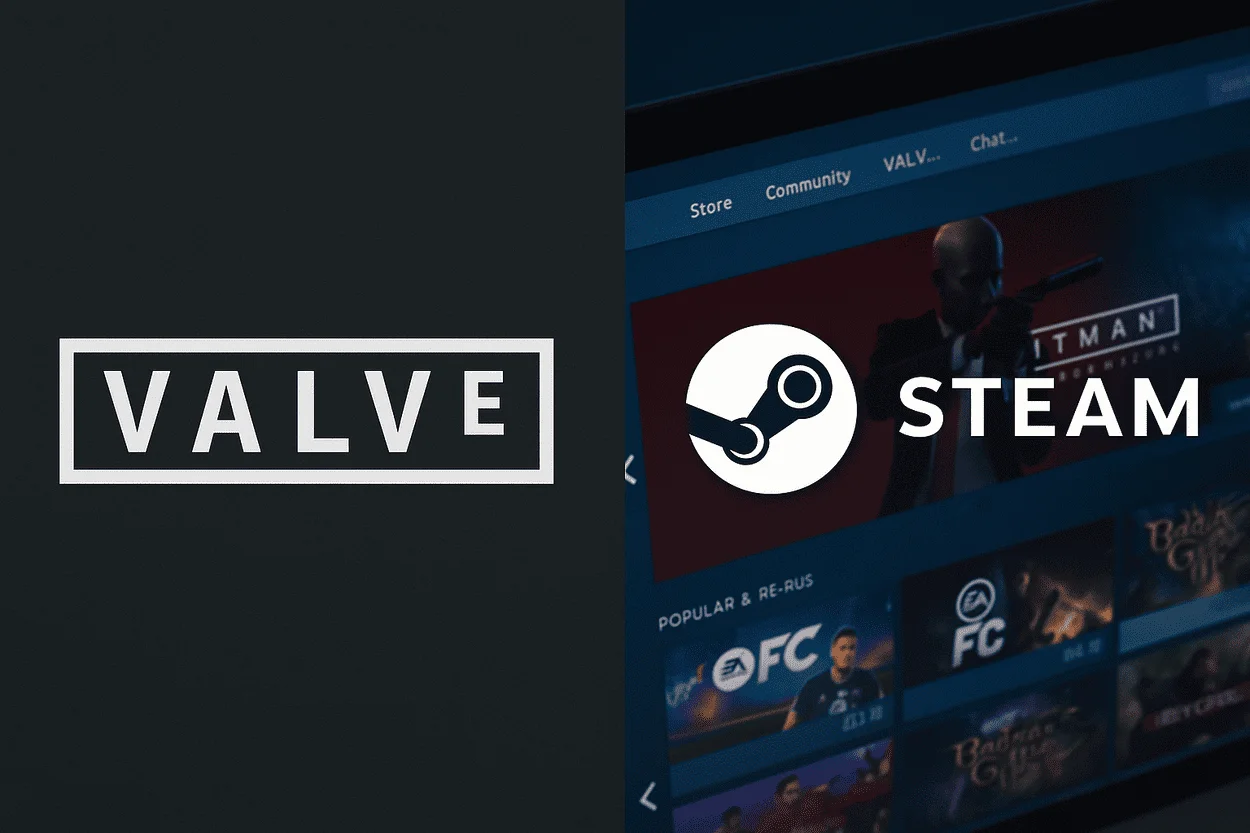 Logos de Valve y Steam juntos