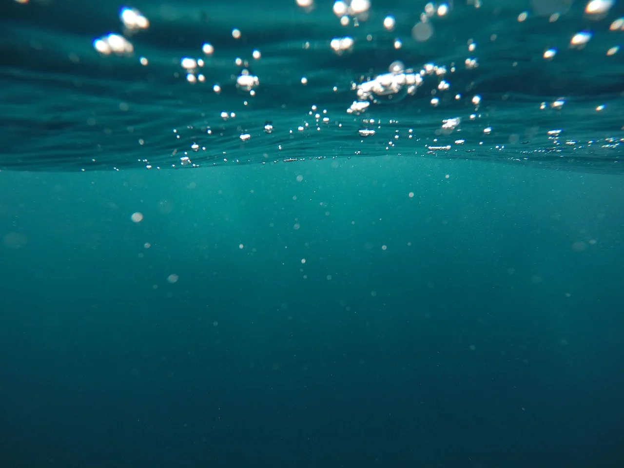 Vista bajo el agua con burbujas