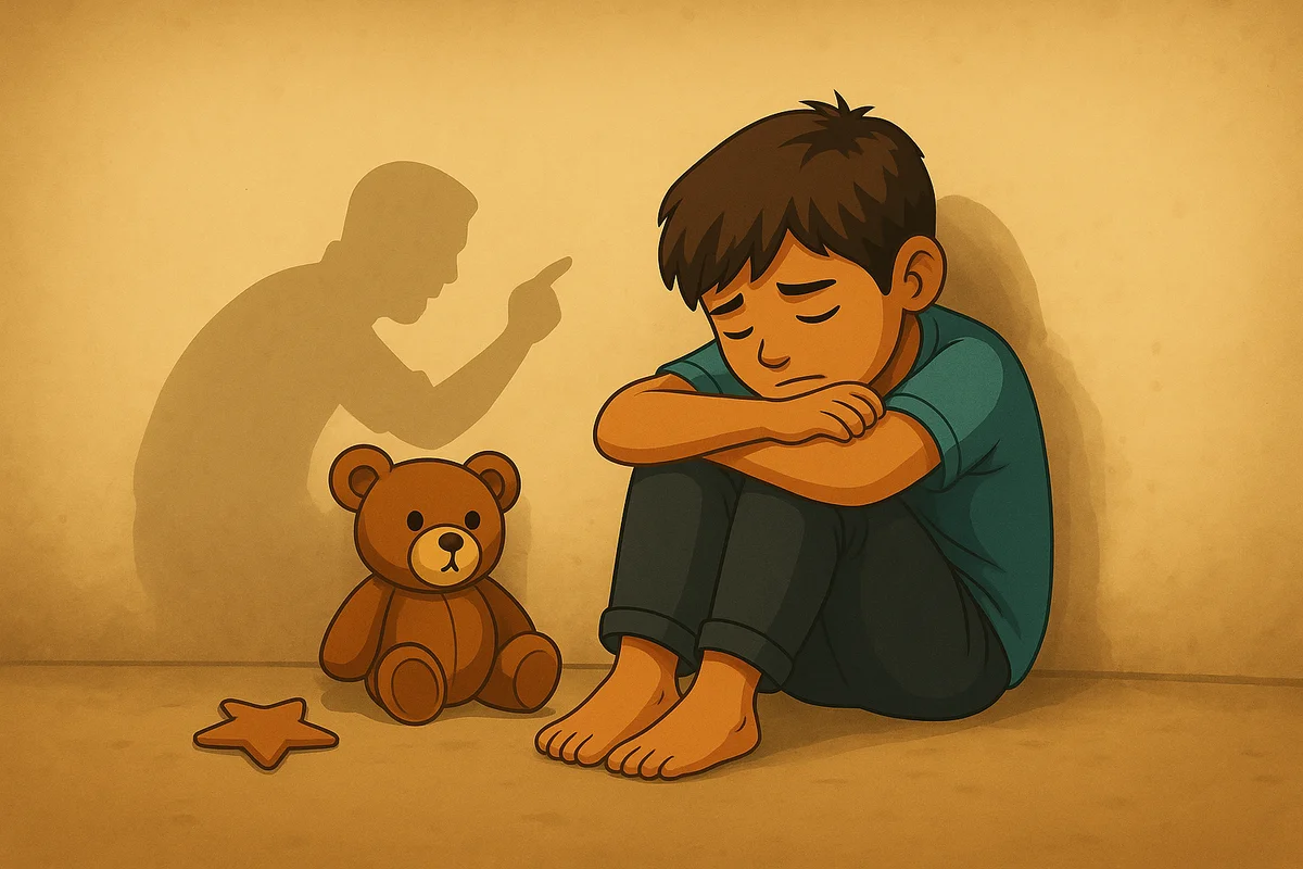 Niño triste víctima de agresión