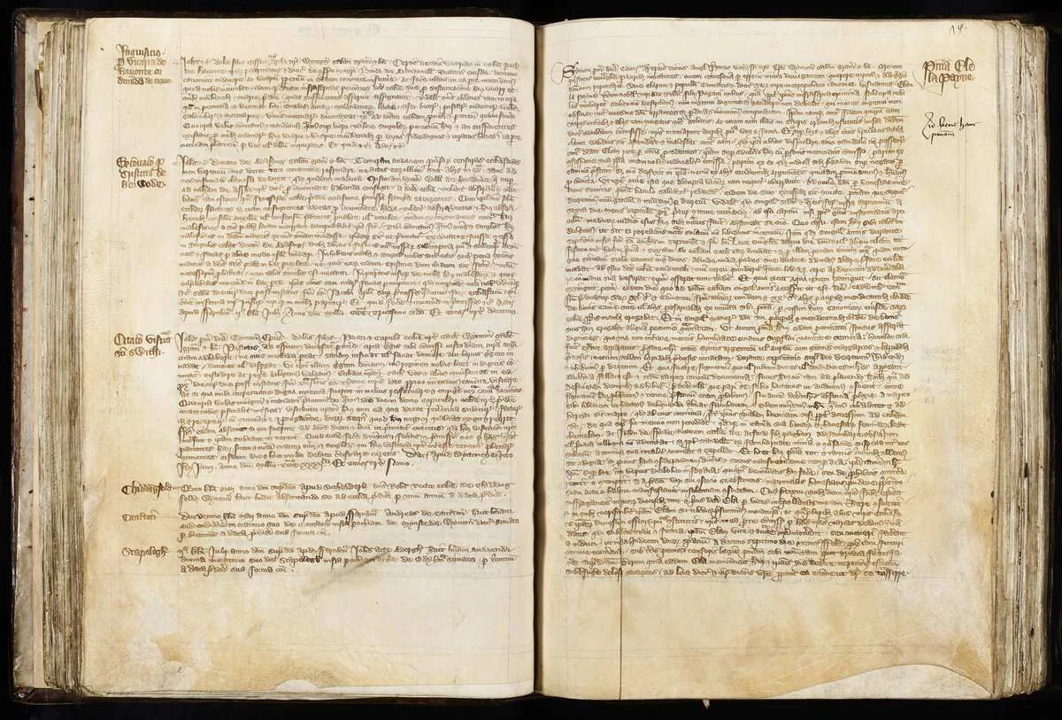 Carta histórica entre el arzobispo de Canterbury y el obispo de Winchester sobre Ela Fitzpayne, extraída del registro de John de Stratford.