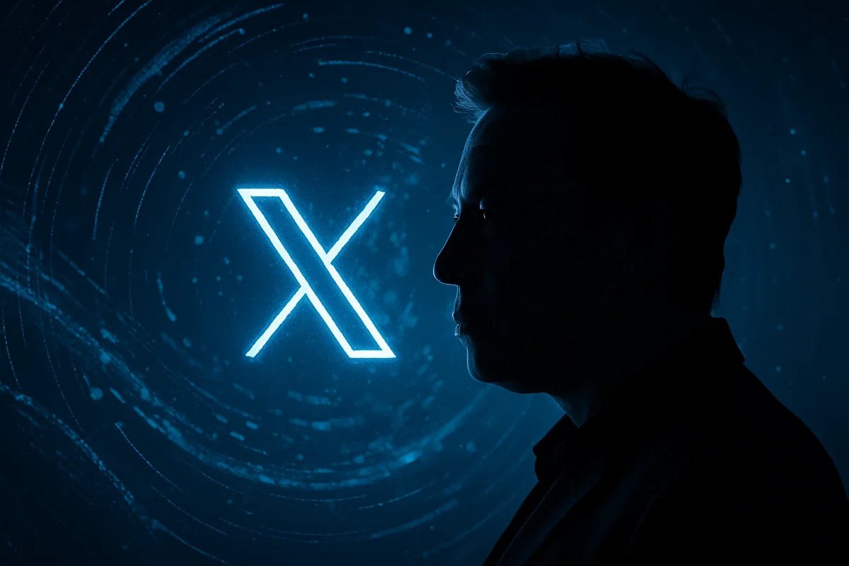 Ilustración conceptual que representa la transformación de Twitter en X bajo la visión de Elon Musk