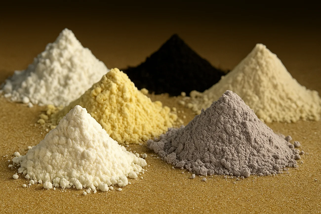 Minerales de tierras raras en polvo