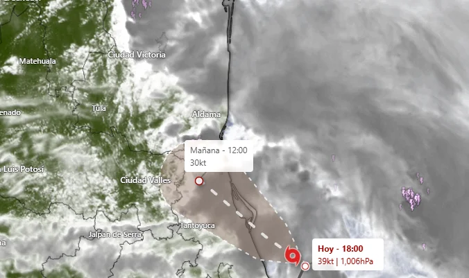 Trayectoria proyectada de la tormenta tropical Barry, con alerta en zonas de Tamaulipas y Veracruz, México