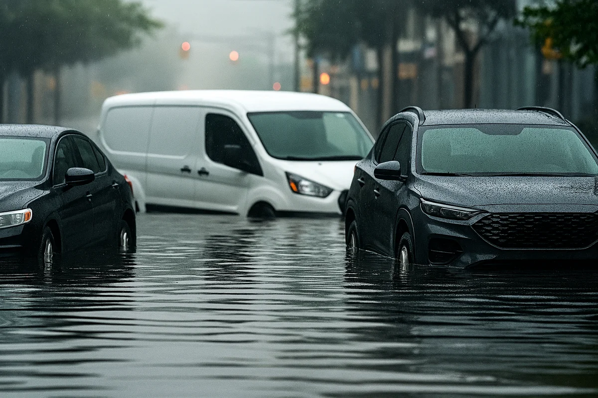 Calle urbana inundada