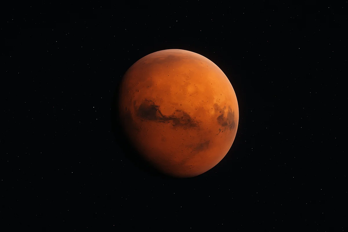 El planeta Marte visto desde lejos en el espacio