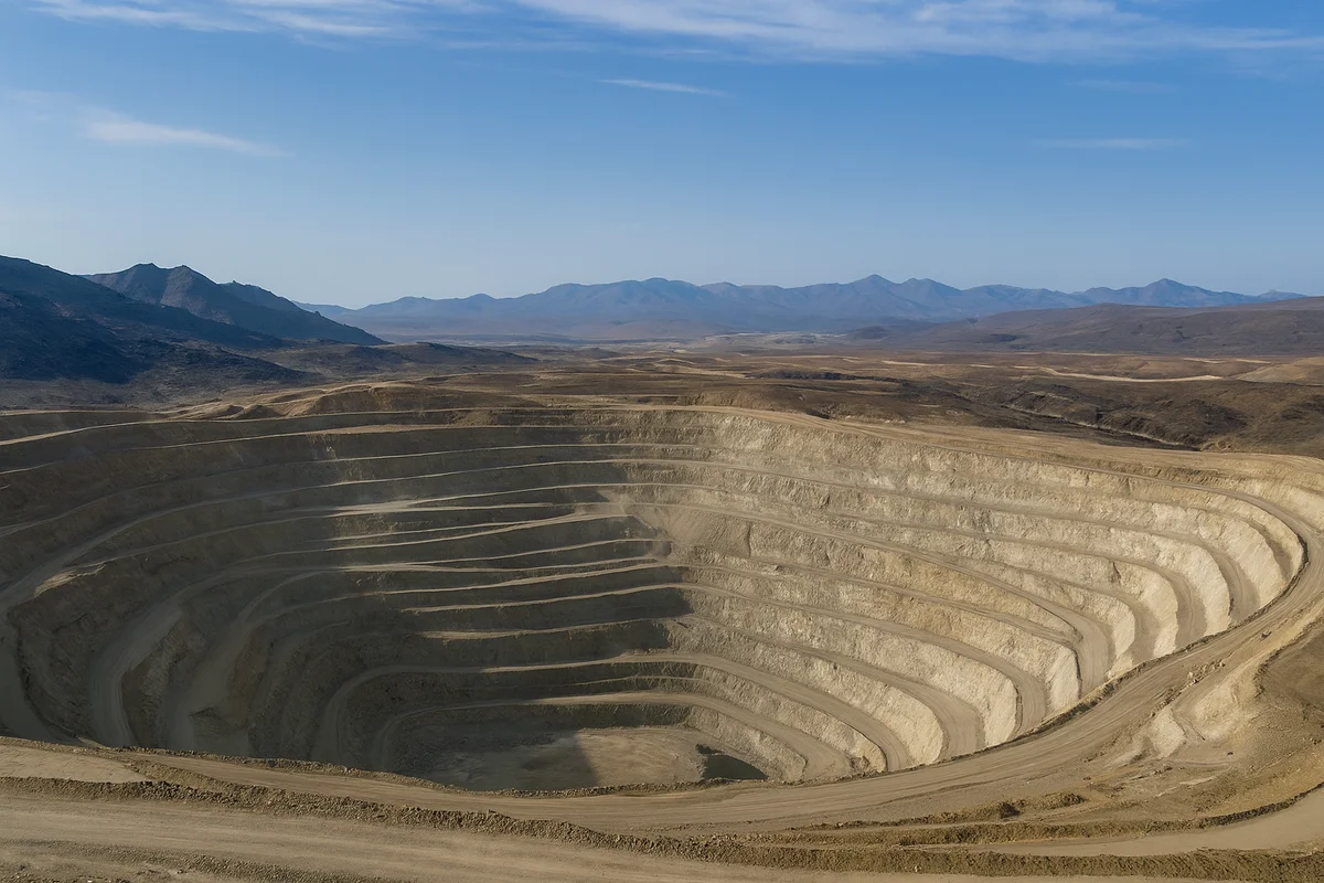 Vista panorámica de una gran cantera a cielo abierto utilizada para la extracción de minerales