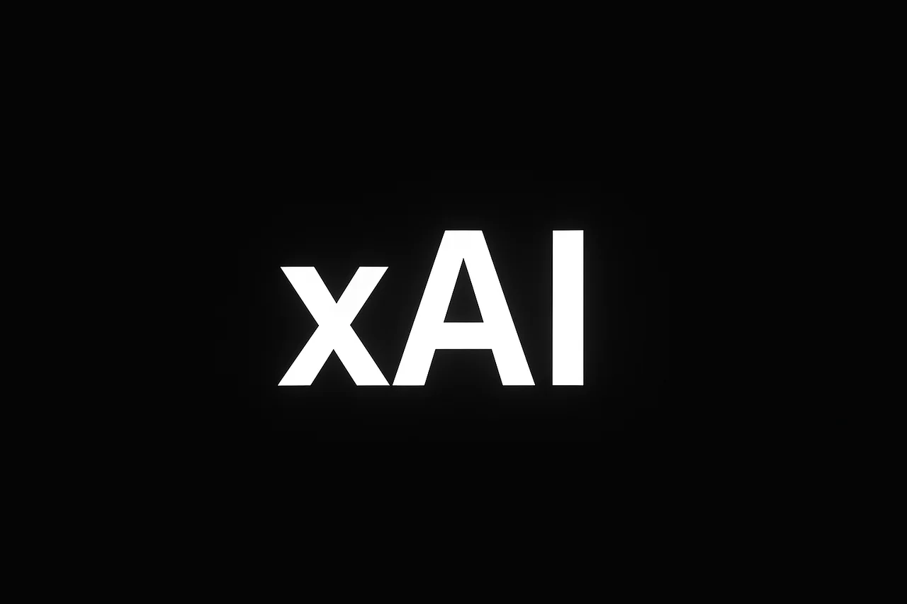 Logo de xAI en letras blancas, centrado sobre un fondo negro en formato horizontal minimalista.