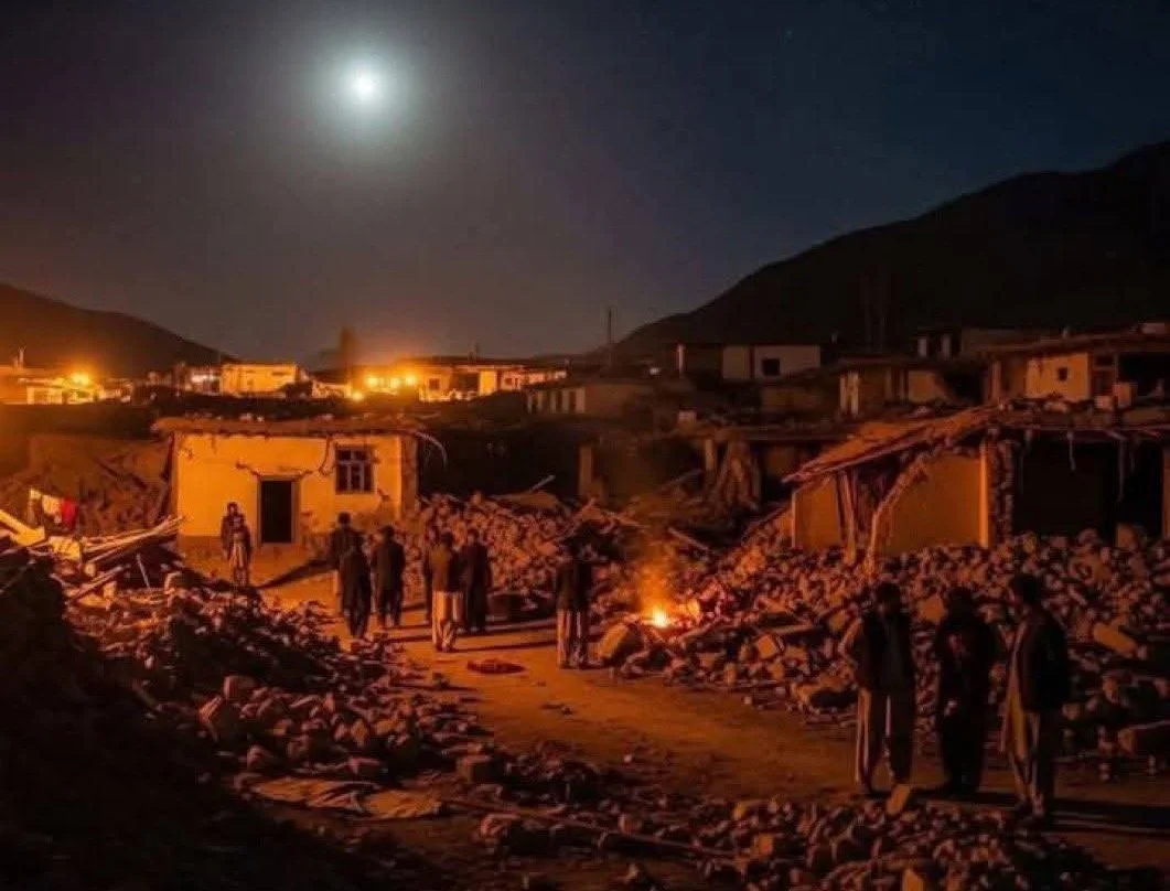 Personas entre los escombros tras el terremoto en Afganistán