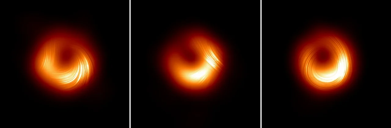 Imagen polarizada del agujero negro M87* que muestra variaciones en los campos magnéticos entre 2017 y 2021