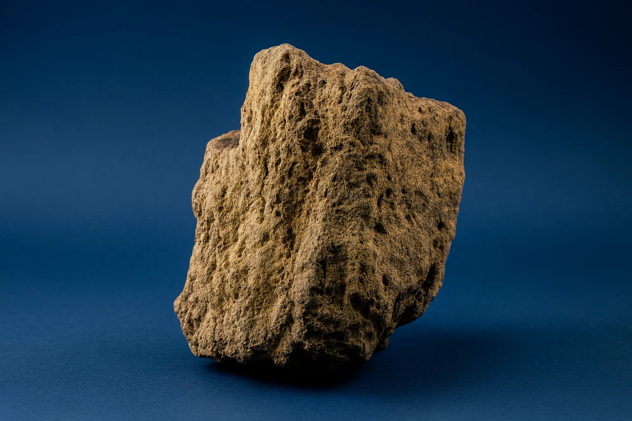 Fragmento de mineral de uranio con superficie rugosa
