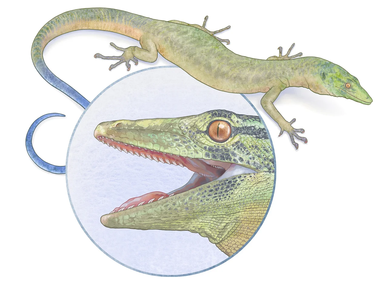 Recreación de Breugnathair elgolensis mostrando una mezcla de rasgos de lagarto y serpiente