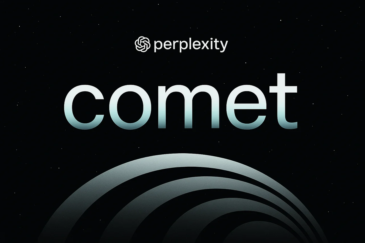 Logo de Comet de Perplexity sobre fondo estrellado