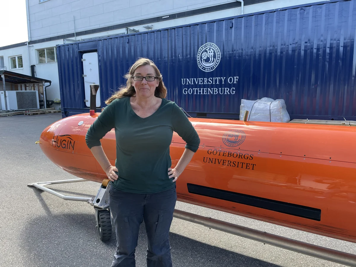 La investigadora polar Anna Wåhlin en un proyecto con el nuevo vehículo submarino Ran II