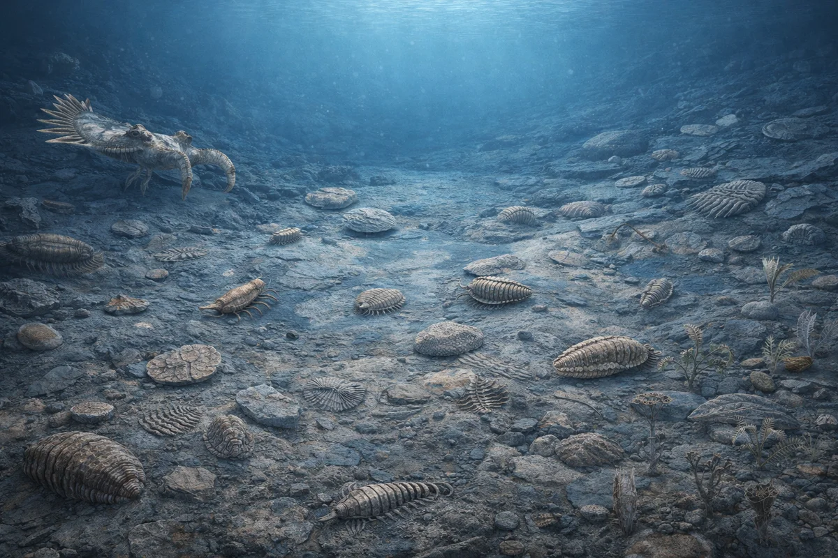 Fósiles marinos antiguos dispersos en el lecho oceánico