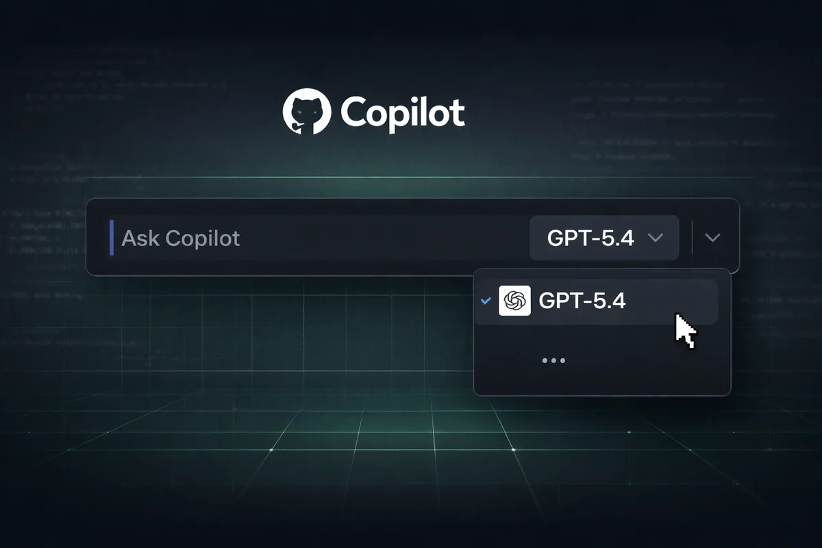 Interfaz de GitHub Copilot con el modelo GPT-5.4 seleccionado en el menú desplegable
