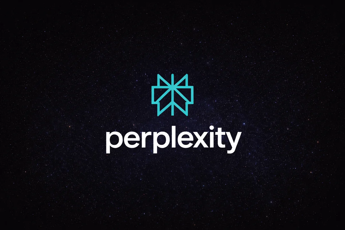 Logo de Perplexity sobre fondo oscuro con estrellas en el espacio