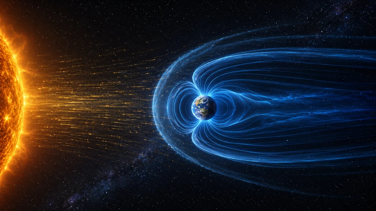 Tormenta geomagnética impactando la magnetosfera terrestre desde el Sol