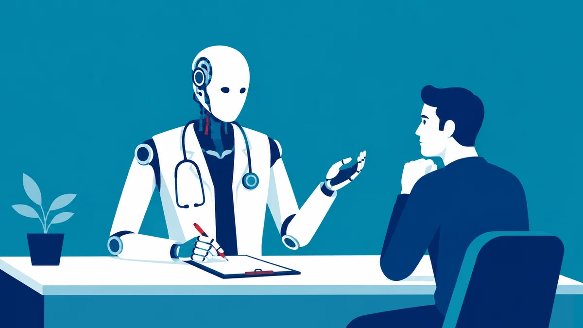 Robot médico atendiendo a un paciente