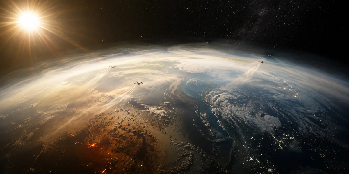 Tierra cubierta por aerosoles para bloquear el Sol