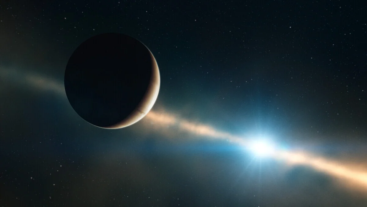 Recreación del planeta Beta Pictoris b dentro de su disco estelar