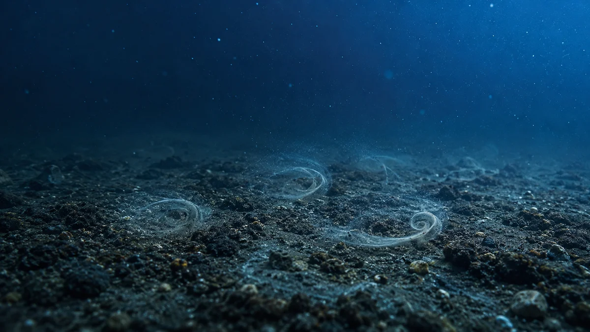 Pequeños remolinos sobre el fondo marino