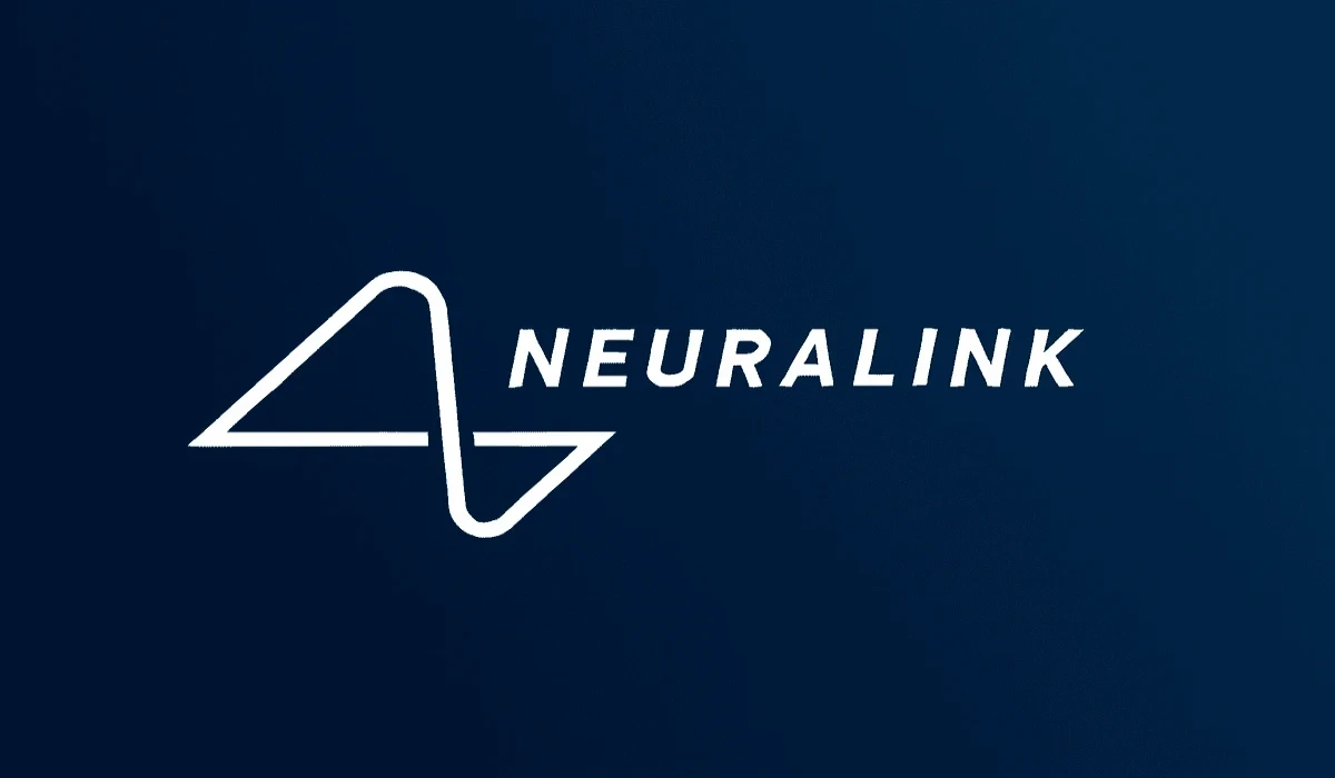 Logotipo oficial de Neuralink sobre fondo azul